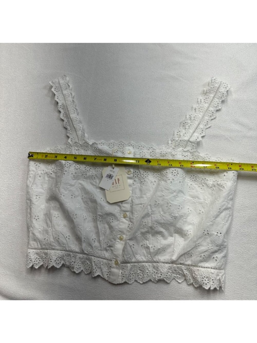 Gap x Doen Eyelet Cropped Cotton Top NWT White Size L Feminine Coquette - Picture 8 of 12